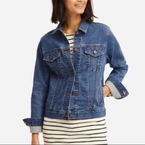 Uniqlo Denim Jean Jacket Classic Medium Blue Wash Cotton Pockets Size Small